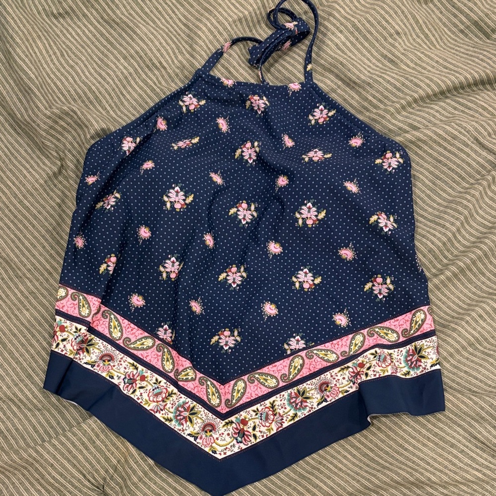 Floral Halter Neck Swim Top